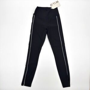 WILO The Label‎ Black Ribbed High Waisted Athletic Leggings XS NWT